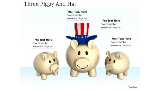 Stock Photo American Hat On Big Piggy Bank Pwerpoint Slide