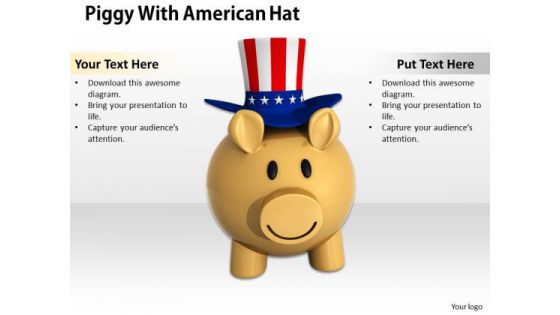 Stock Photo American Hat On Piggy Bank PowerPoint Slide