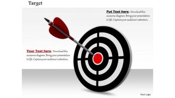 Stock Photo Arrow Hits On Bulls Eye Target Concept PowerPoint Slide