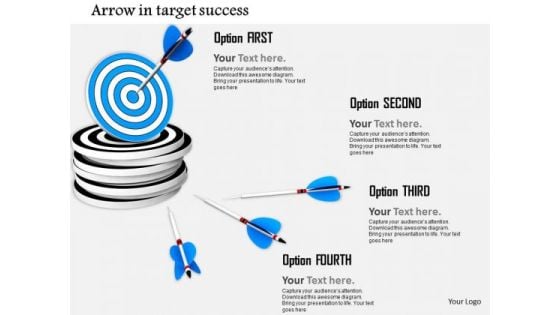 Stock Photo Arrow Hitting Target Dart PowerPoint Slide