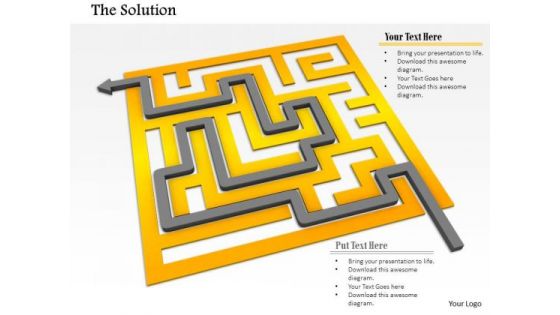Stock Photo Arrow Indicating Solution Path Of Maze Pwerpoint Slide