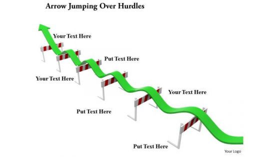Stock Photo Arrow Jumping Over Hurdles PowerPoint Slide