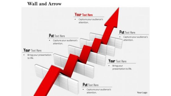 Stock Photo Arrow Making Path In Hurdles PowerPoint Slide