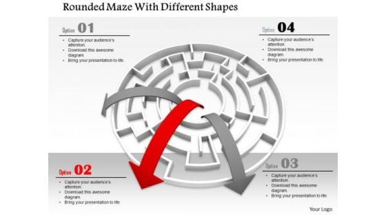 Stock Photo Arrows Coming Out From Maze PowerPoint Slide