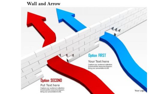 Stock Photo Arrows Finding Way Through The Wall PowerPoint Slide