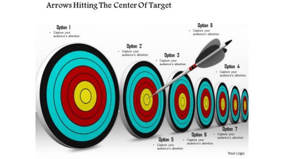 Stock Photo Arrows Hitting The Center Of Target PowerPoint Slide