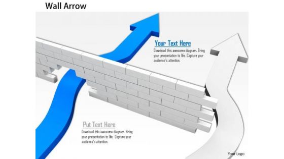 Stock Photo Arrows Making Path Through The Wall PowerPoint Slide