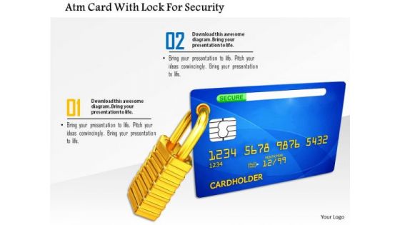 Stock Photo Atm Card With Lock For Security PowerPoint Slide