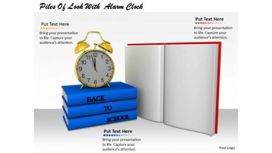 Stock Photo Back To School Theme With Books And Alarm Clock PowerPoint Slide