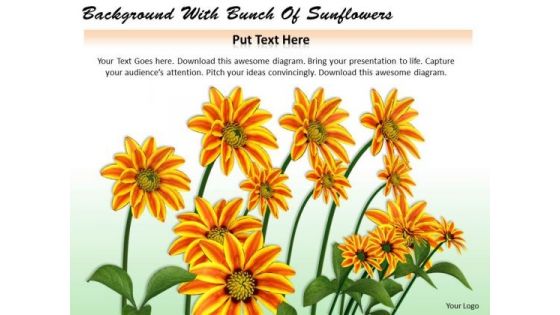 Stock Photo Background With Bunch Of Sunflowers PowerPoint Template