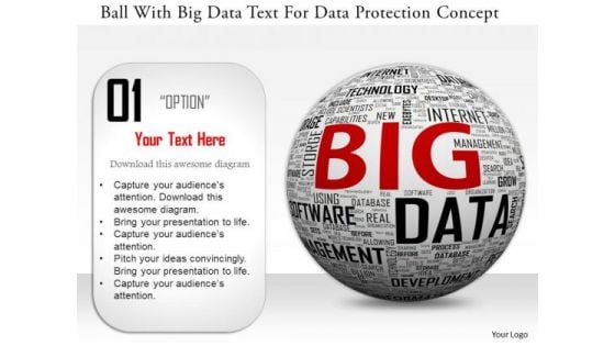 Stock Photo Ball With Big Data Text For Data Protection Concept PowerPoint Slide