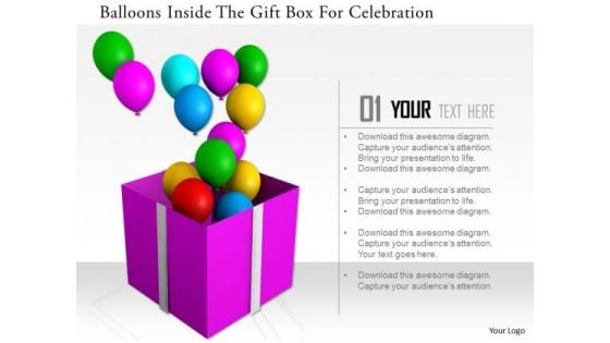 Stock Photo Balloons Inside The Gift Box Fo Celebration PowerPoint Slide