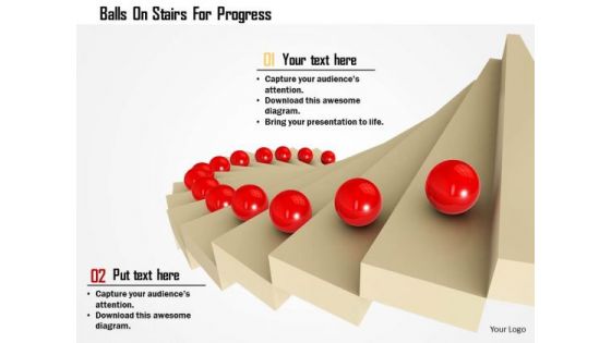 Stock Photo Balls On Stairs For Progress PowerPoint Slide