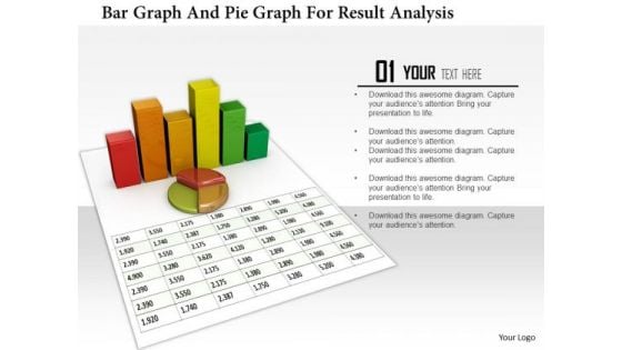 Stock Photo Bar Graph And Pie Graph For Result Analysis PowerPoint Slide