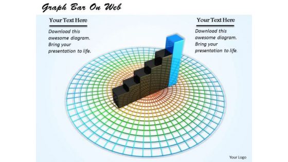 Stock Photo Bar Graph On Circular Web PowerPoint Slide