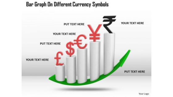 Stock Photo Bar Graph On Different Currency Symbols PowerPoint Slide