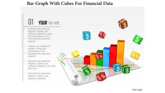 Stock Photo Bar Graph With Cubes For Financial Data PowerPoint Slide