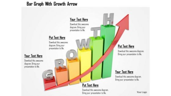 Stock Photo Bar Graph With Growth Arrow PowerPoint Slide