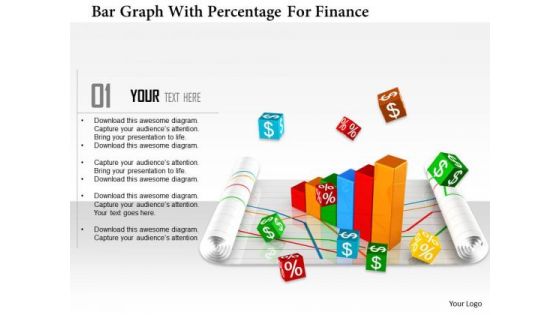 Stock Photo Bar Graph With Percentage For Finance PowerPoint Slide