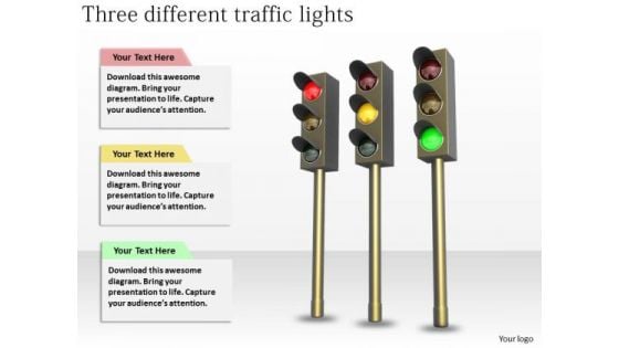 Stock Photo Basic Marketing Concepts Three Different Traffic Lights Stock Photos