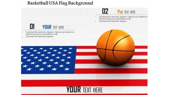 Stock Photo Basketball Usa Flag Background PowerPoint Slide