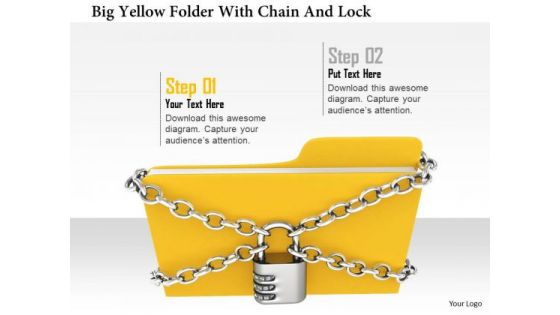 Stock Photo Big Yellow Folder With Chian And Lock PowerPoint Slide