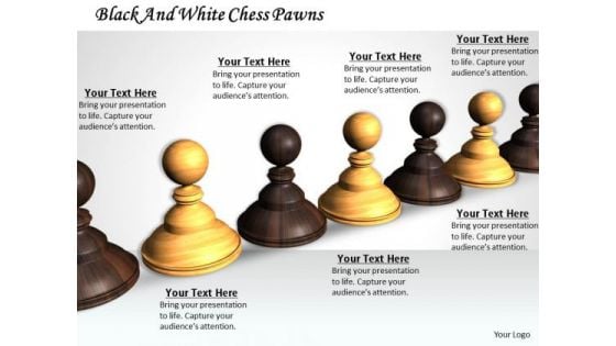 Stock Photo Black And White Chess Pawns PowerPoint Template