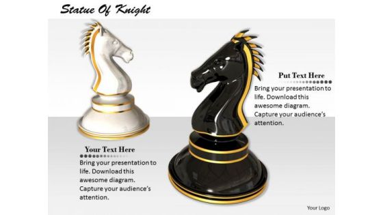 Stock Photo Black And White Knight Of Chess PowerPoint Slide