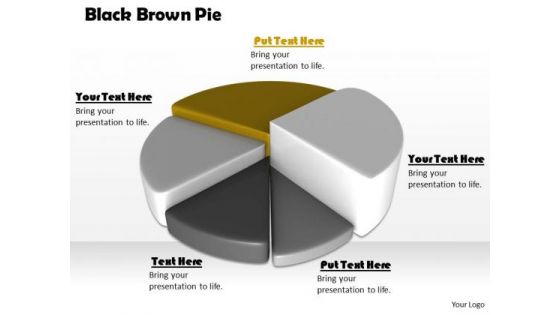 Stock Photo Black Brown Pie Chart For Business Result PowerPoint Slide