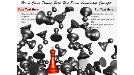 Stock Photo Black Chess Pawns With Red Pawn Leadership Concept PowerPoint Template