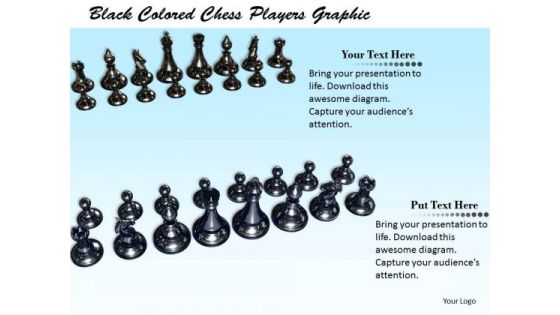 Stock Photo Black Colored Chess Players Graphic PowerPoint Template