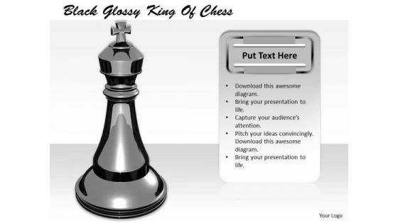 Stock Photo Black Glossy King Of Chess PowerPoint Template