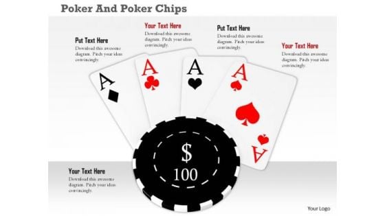Stock Photo Black Poker Chip Over Aces PowerPoint Slide