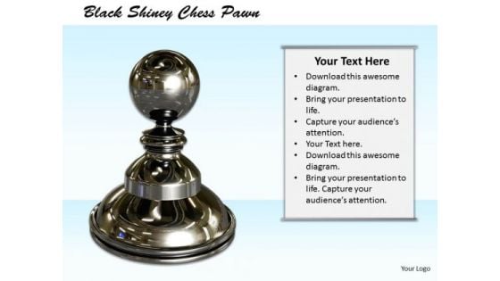 Stock Photo Black Shiny Chess Pawn PowerPoint Template