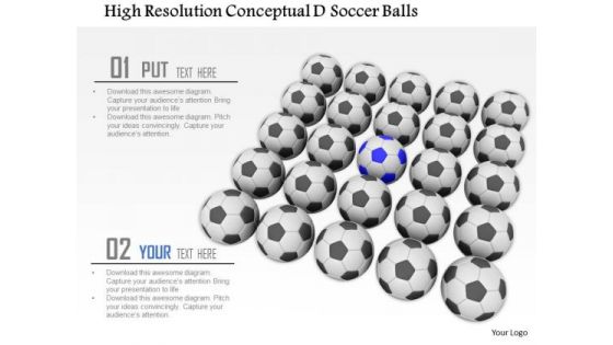 Stock Photo Black Soccer Balls One Blue Ball Conceptual PowerPoint Slide