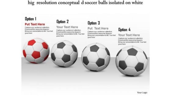 Stock Photo Black Soccer Balls With One Red Ball PowerPoint Slide