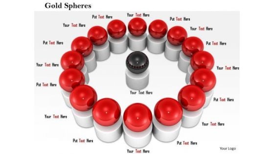 Stock Photo Black Sphere In Center Of Red Spheres PowerPoint Slide Stock Photo Black Sphere In Center Of Red Spheres PowerPoint Slide