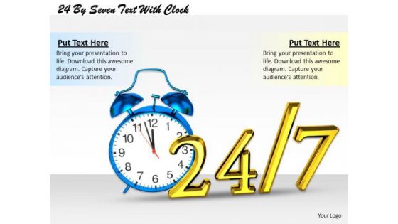 Stock Photo Blue Alarm Clock With 24 Hours And 7 Days Time Management PowerPoint Slide