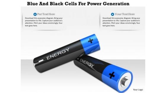Stock Photo Blue And Black Cells For Power Generation PowerPoint Slide