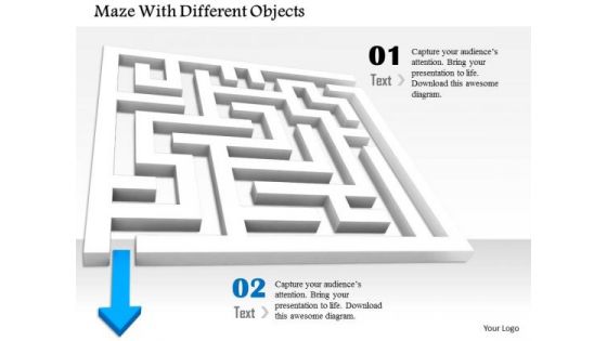Stock Photo Blue Arrow Indicating Way Out From Maze PowerPoint Slide Stock Photo Blue Arrow Indicating Way Out From Maze PowerPoint Slide