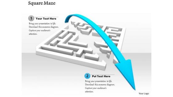 Stock Photo Blue Arrow Jumping Over The Maze PowerPoint Slide