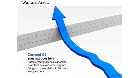 Stock Photo Blue Arrow Moving Across Above The Wall PowerPoint Slide