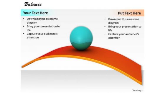Stock Photo Blue Ball Balance On Orange Slide Path PowerPoint Slide