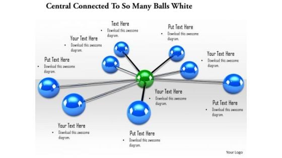 Stock Photo Blue Balls Connected To Green Ball PowerPoint Slide