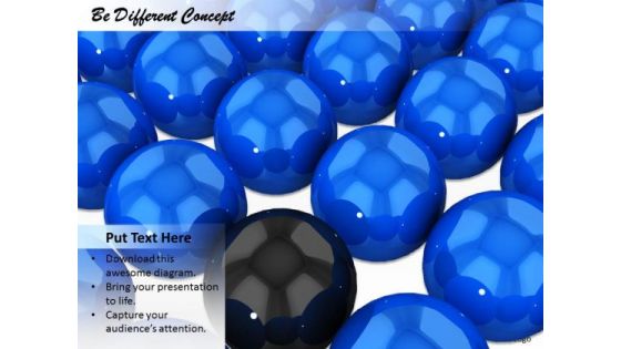 Stock Photo Blue Balls With One Black Ball For Leadership PowerPoint Slide