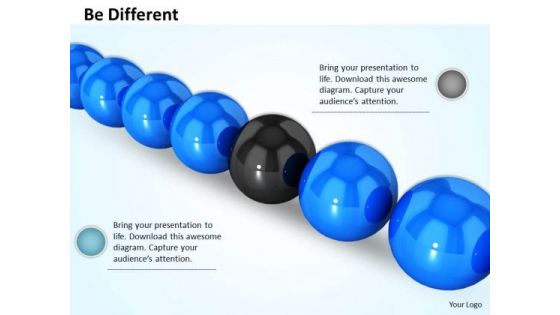 Stock Photo Blue Balls With One Black In Middle For Leadership PowerPoint Slide