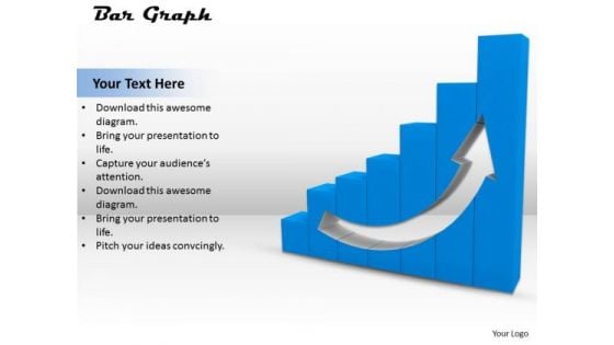 Stock Photo Blue Bar Graph With Growth Arrow For Business PowerPoint Slide