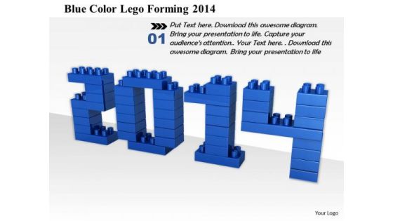 Stock Photo Blue Color Lego Forming 2014 PowerPoint Slide