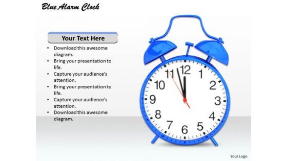 Stock Photo Blue Colored Alarm Clock For Time Management PowerPoint Slide