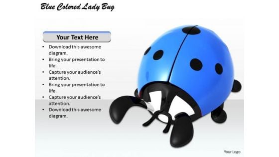 Stock Photo Blue Colored Lady Bug PowerPoint Template